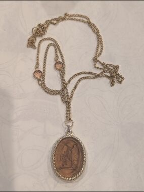 Vintage Goldette Intaglio Amber Glass Venus and Cupid Victorian Revival Cameo